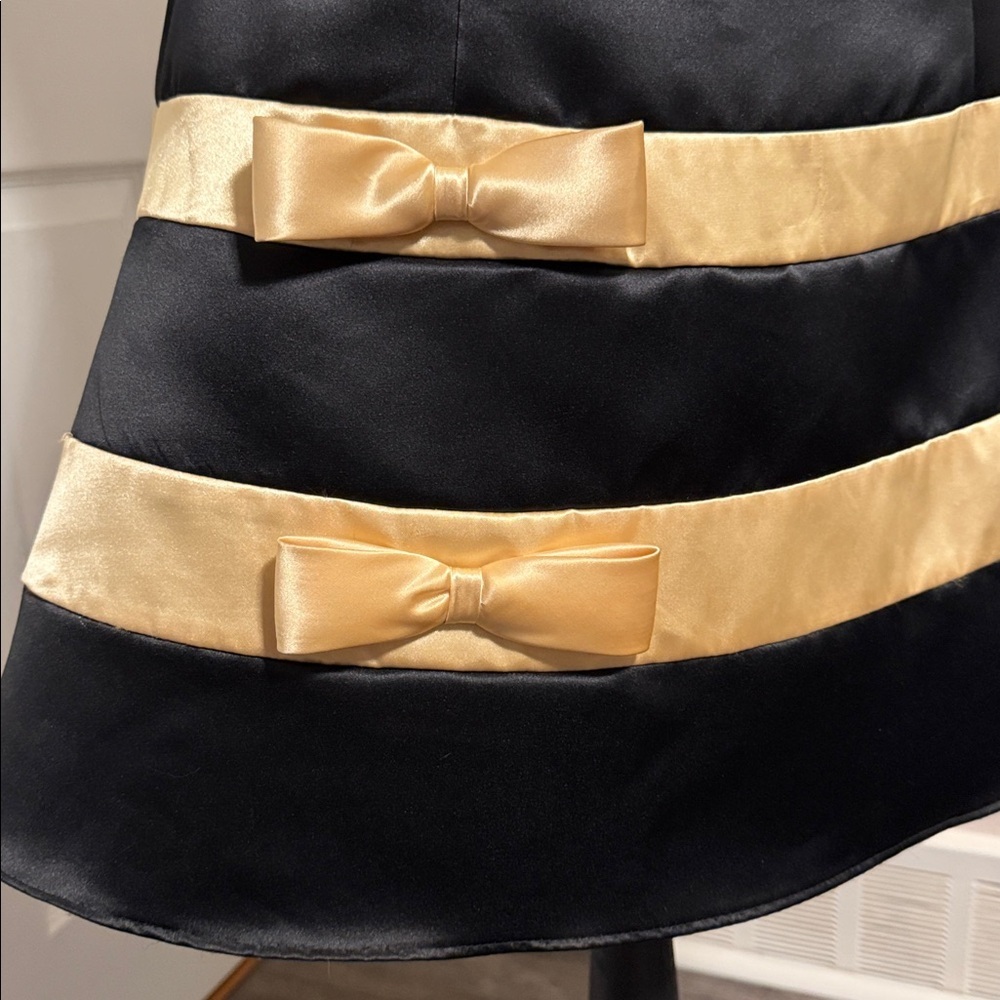 Jessica McClintock Black and Cream Strapless Dress - Picture 3 of 4